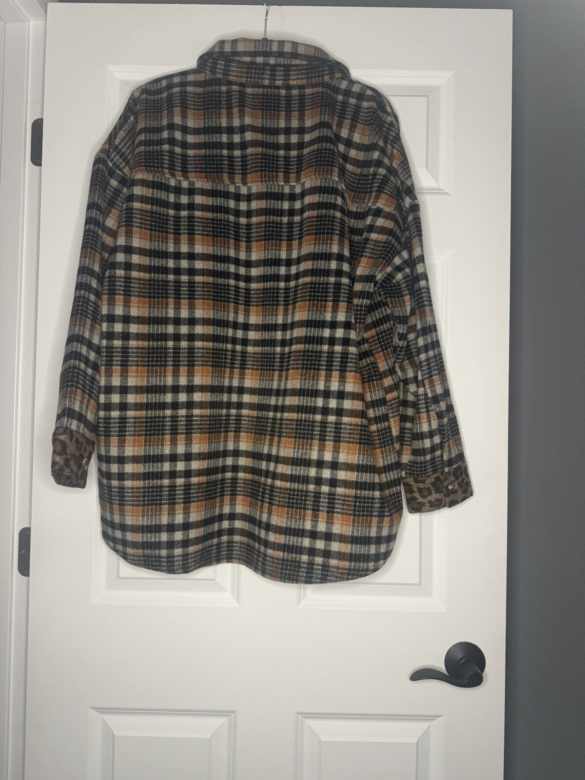 Haptics Shacket 1x Gray Black Orange Stripe And Brown Black Animal Print 