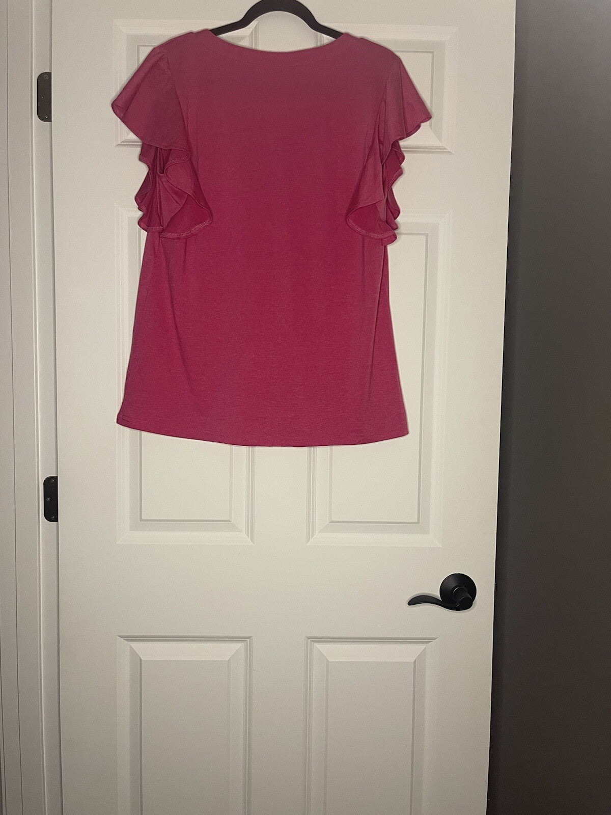 Sampeel Short Sleeve Ruffle Blouse Large Pink Nwt 
