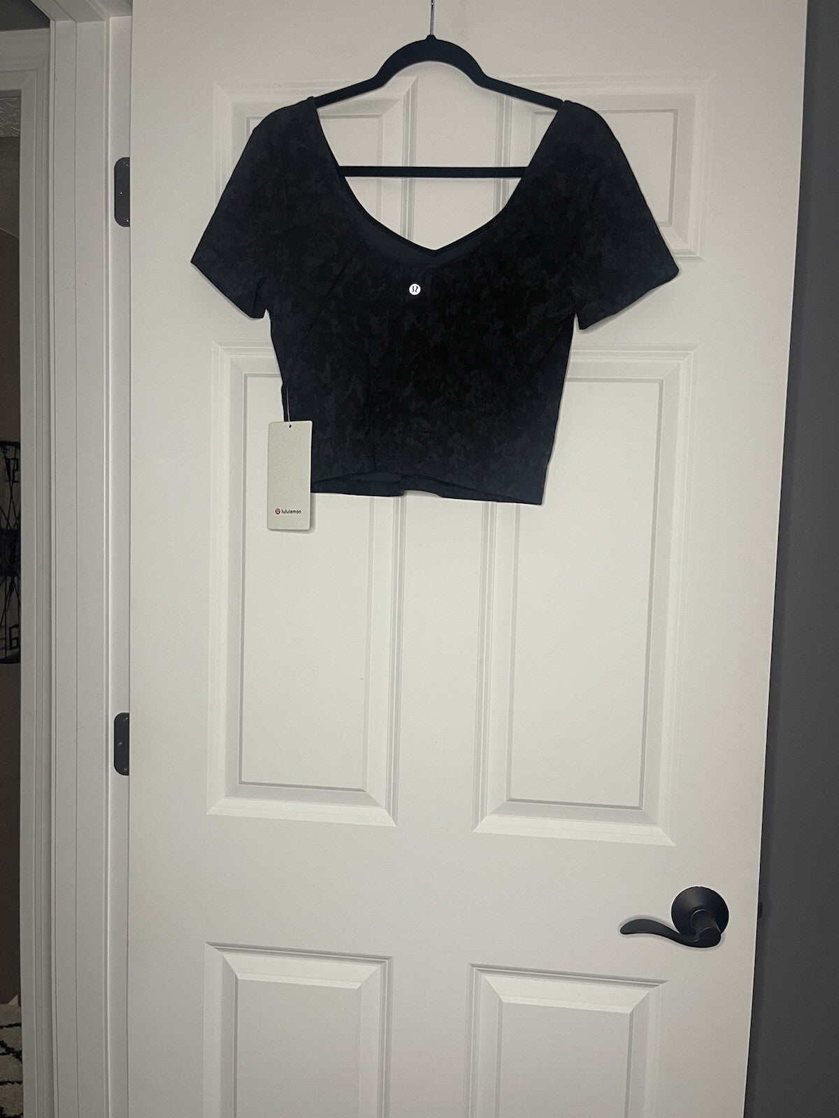 Lululemon align tee size 12 black gray print NWT