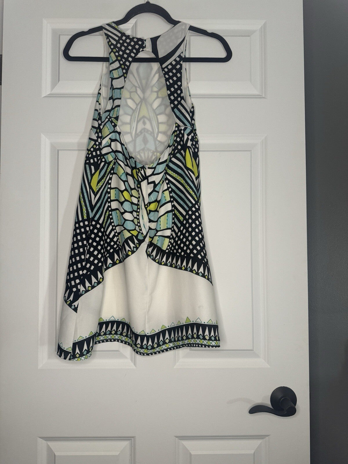 Akira Chicago Sleeveless Dress Small White W Teal Lime Print 