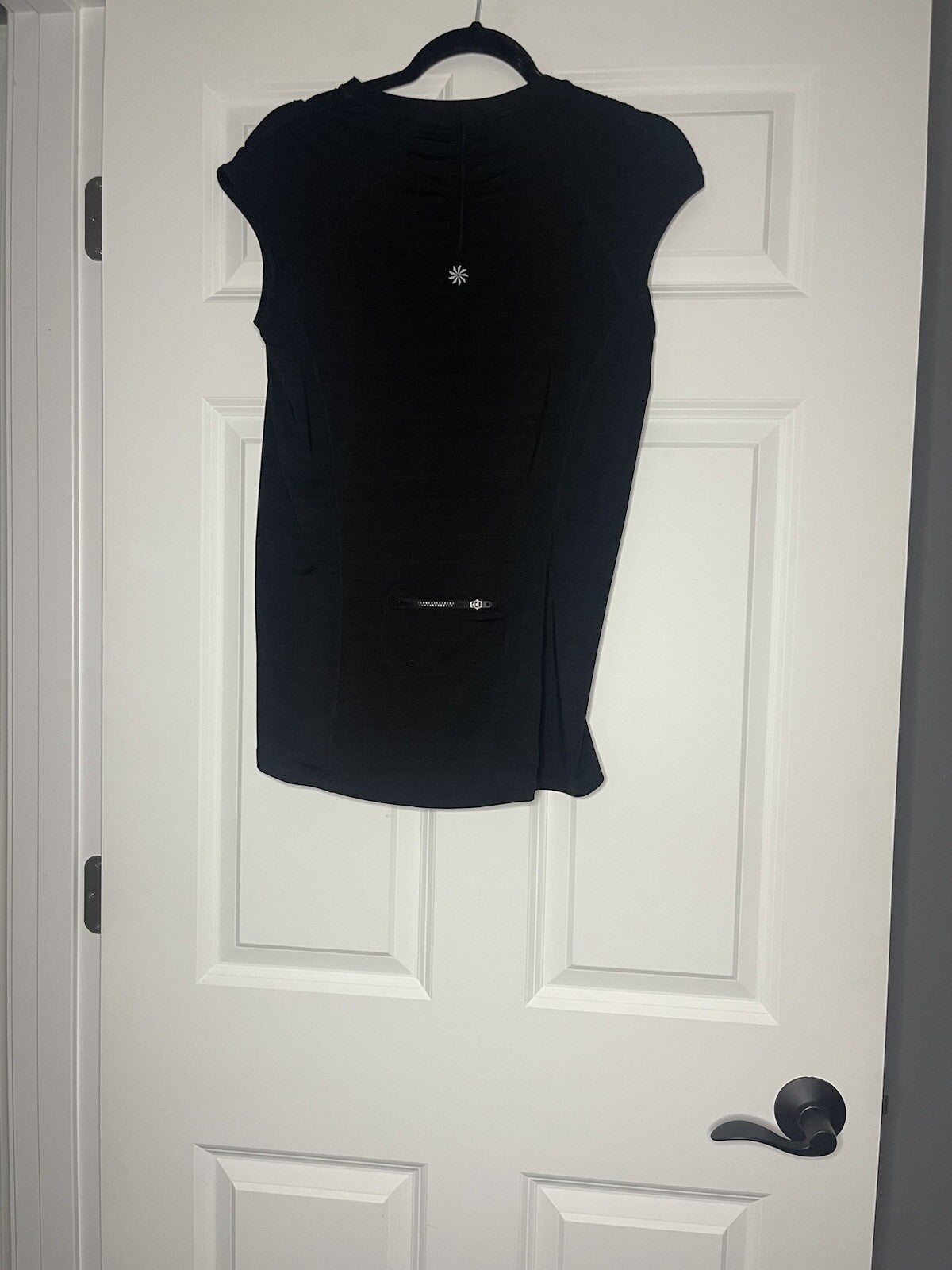 Athleta Short Sleeve Half Zip Top Medium Black 