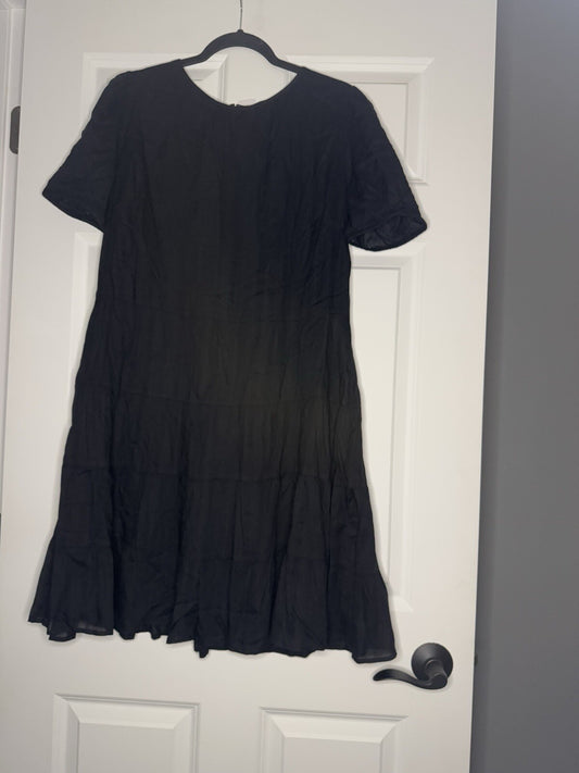 Loft Short Sleeve Dress Black Stripe 14 Nwt