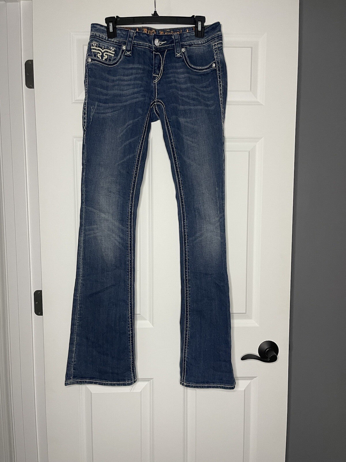 Rock revival liberty boot jeans size 28 blue w exclusive decor