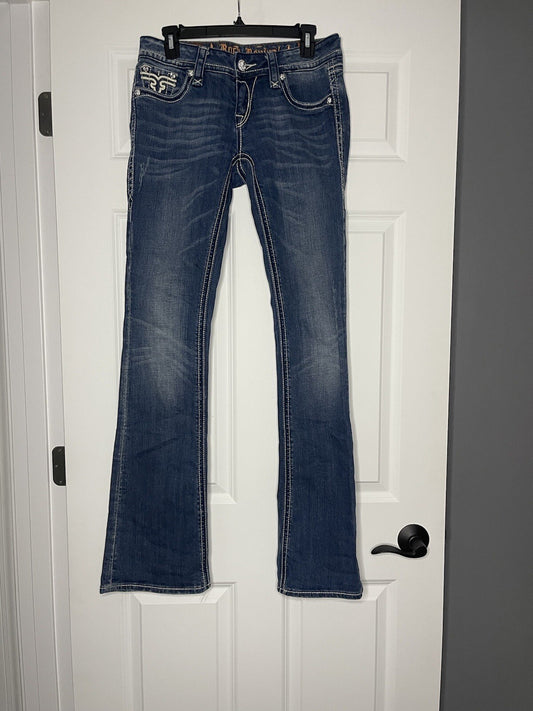 Rock revival liberty boot jeans size 28 blue w exclusive decor