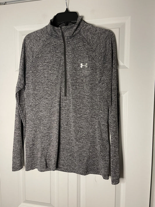 Under armour loose heat gear half zip large black and gray 