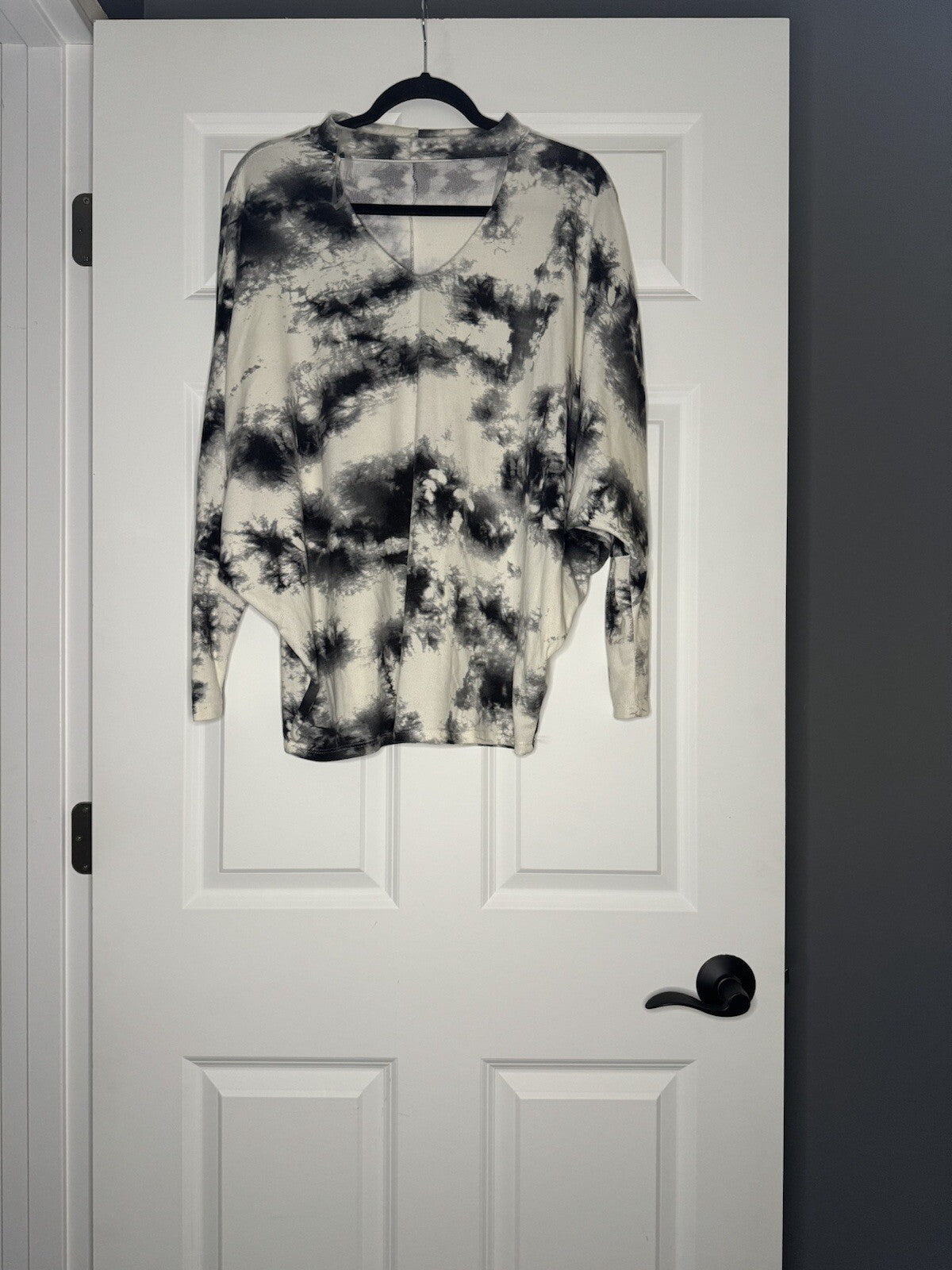 First Love Blouse Small Gray White Black Tie Dye 