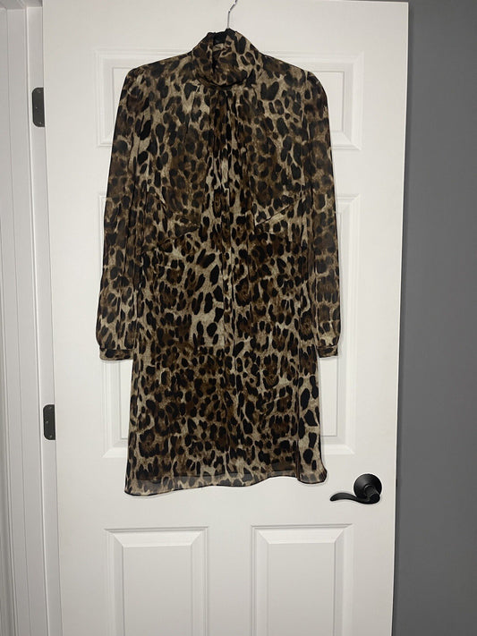 Badgley mischka dress size 6 brown black animal print