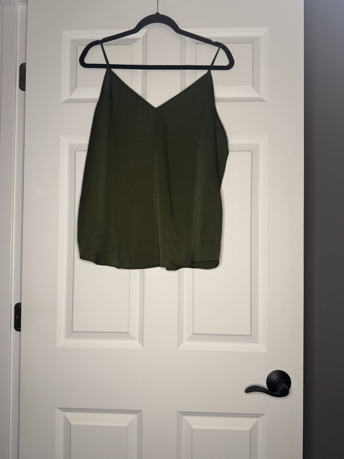 Express Sleeveless Blouse Large Olive Spaghetti Strap 