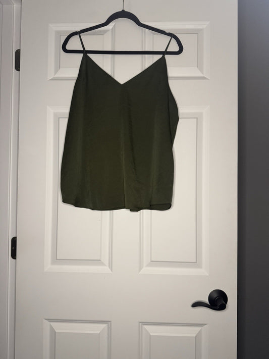 Express Sleeveless Blouse Large Olive Spaghetti Strap 