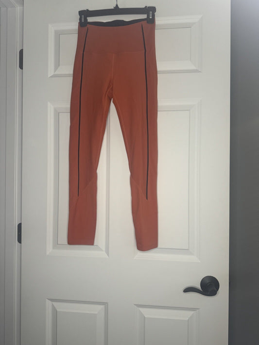 Zyia Cropped Leggings Size 6-8 Orange Ribbed Black 