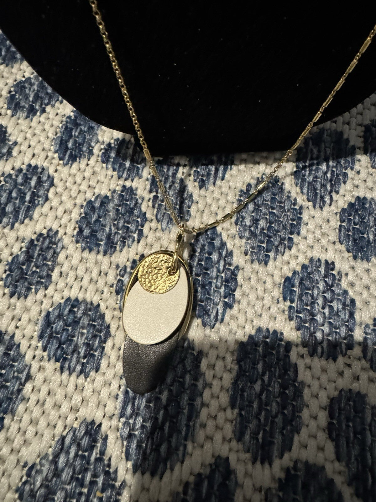 Stella And Dot Long Gold Necklace W Gold White Black Bangle