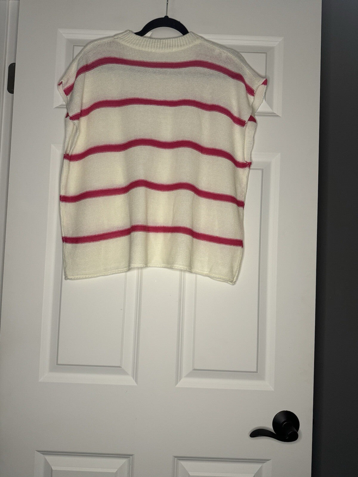 Beeson River Short Sleeve Sweater Xl White Pink Stripe