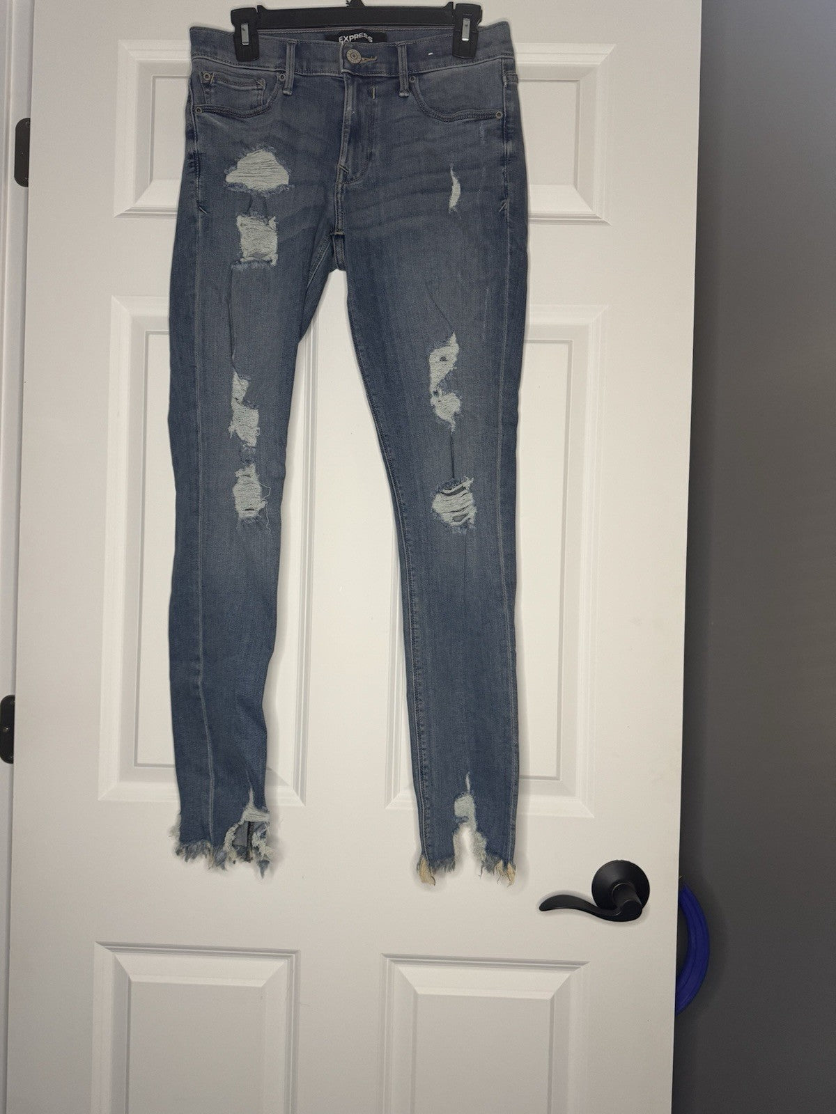 Express Performance Stretch Ankle Legging Mid Rise Distressed 6 Long 