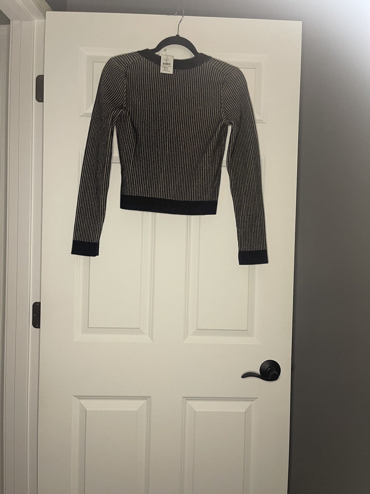 Dkny Jeans Cardigan Small Gray Charcoal Stripe Nwt 