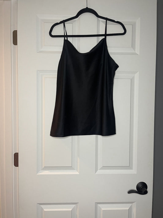 Ann Taylor spaghetti strap sleeveless blouse black large