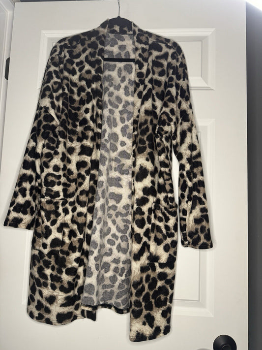 Bombom Cardigan Xl Black Brown Animal Print 