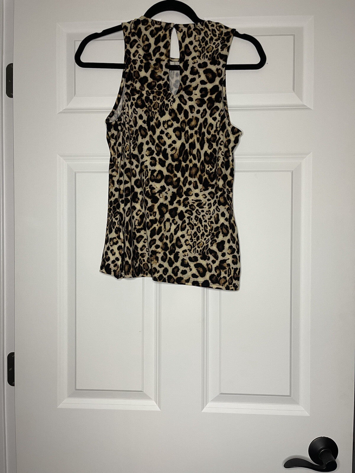 Express small sleeveless blouse brown black animal print