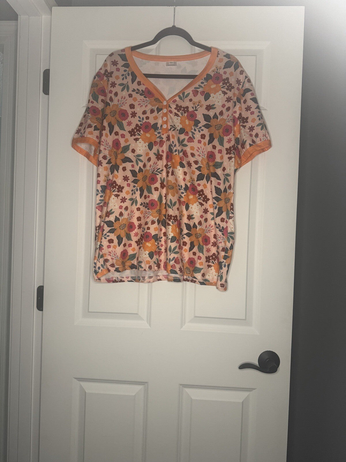 Shirley And Stone 2 Piece Pj Set 2xl Short Sleeve And Pants Pink Orange Multi Fl