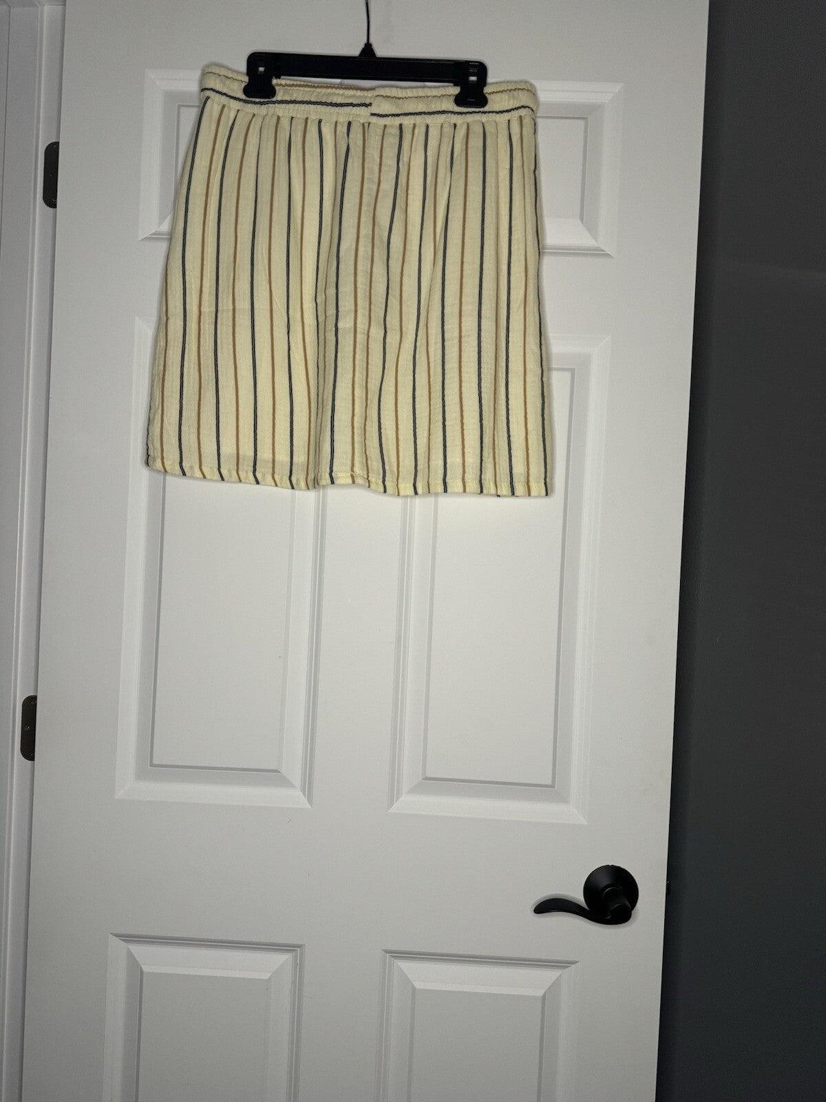 Thread And Supply Large Skirt Cream Navy Brown Stripe Nwt $48