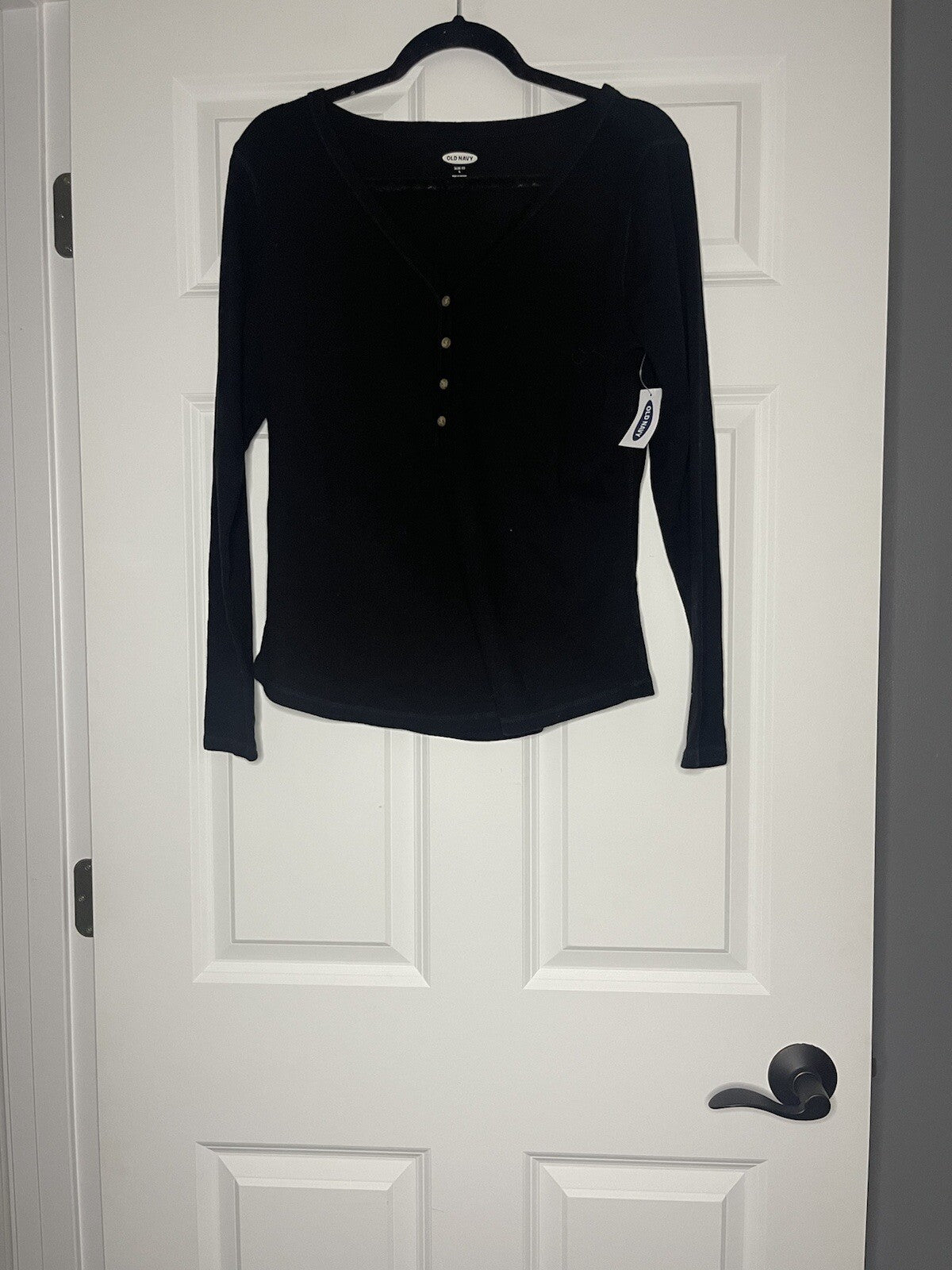 Old Navy Slim Fit Long Sleeve Top Black Large Nwt 