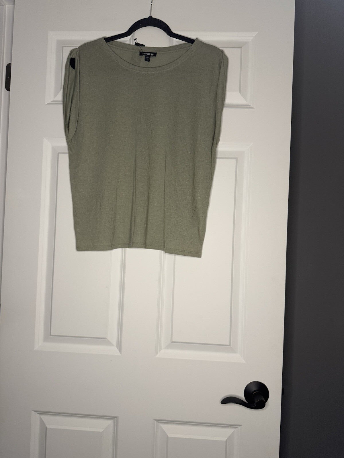 Express Short Sleeve Top Large Heathered Green Nwt 29.95