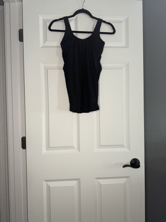 Lululemon Tank Top Size 4 Black With White Stripe Built In Bra No Padding 
