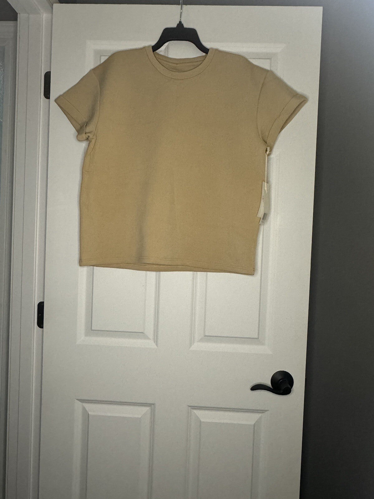 Leze The Label Short Sleeve Top Beige Xl Nwt 