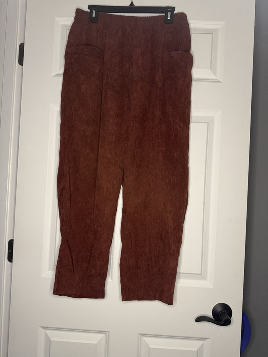 Zenana Corduroy Pants Large Red Rust 