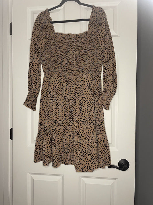 Ava James Dress Brown Black Animal Print Xl New With Tags
