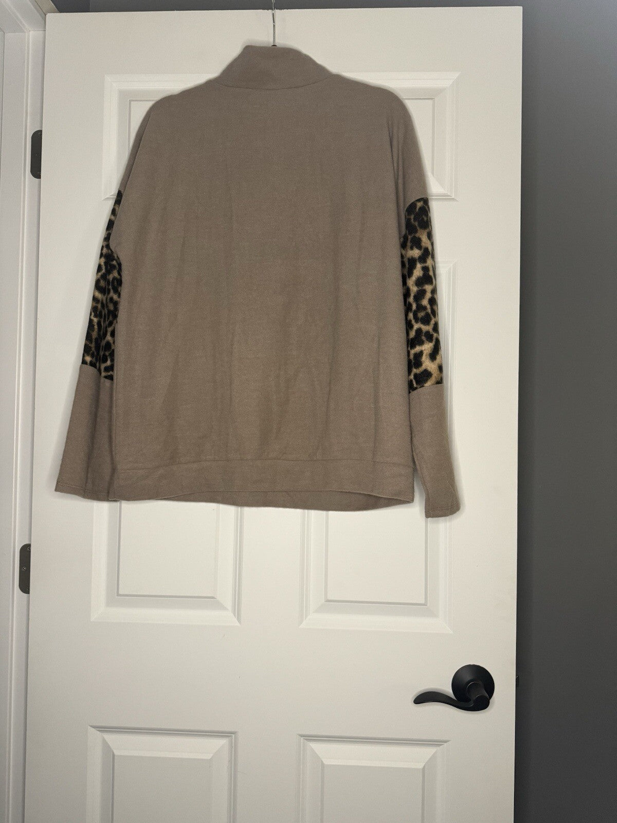 Bibi Half Zip Sweater Xl Brown W Brown Black Animal Print 