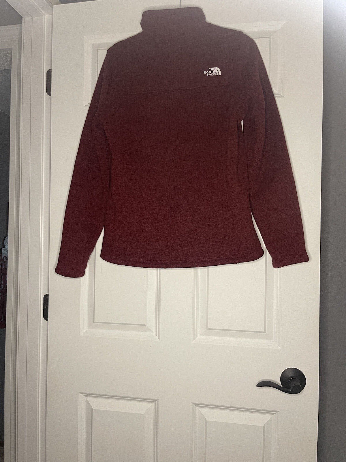 North Face Zip Up Sweatshirt Large Red Black Heathered 