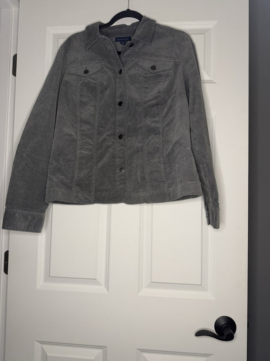 Charter Club Cord Jacket Large Blueish Gray 