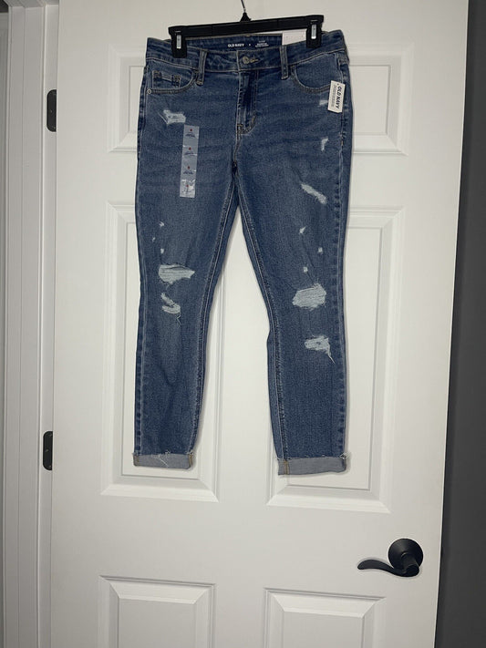 Old Navy Mid Rise Rockstar Super Skinny Jeans Distressed Nwt 