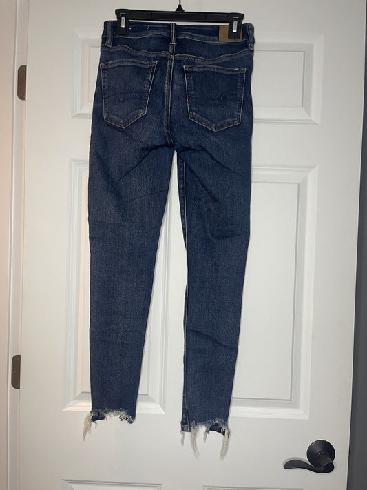 American Eagle next level stretch hi rise jegging crop jeans size 4 distressed 