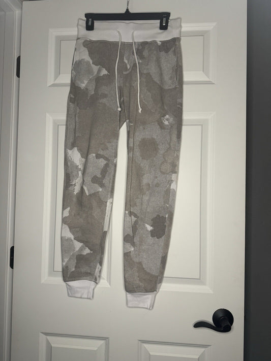 Alternative Cotton Jogger Sweatpants XS Ivory Gray Green Camo Print 
