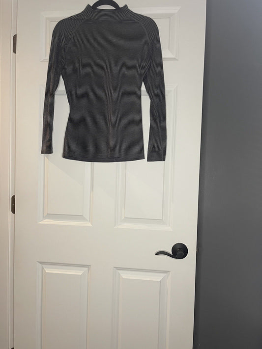 Devops Long Sleeve Top Medium Black Gray Stripe 
