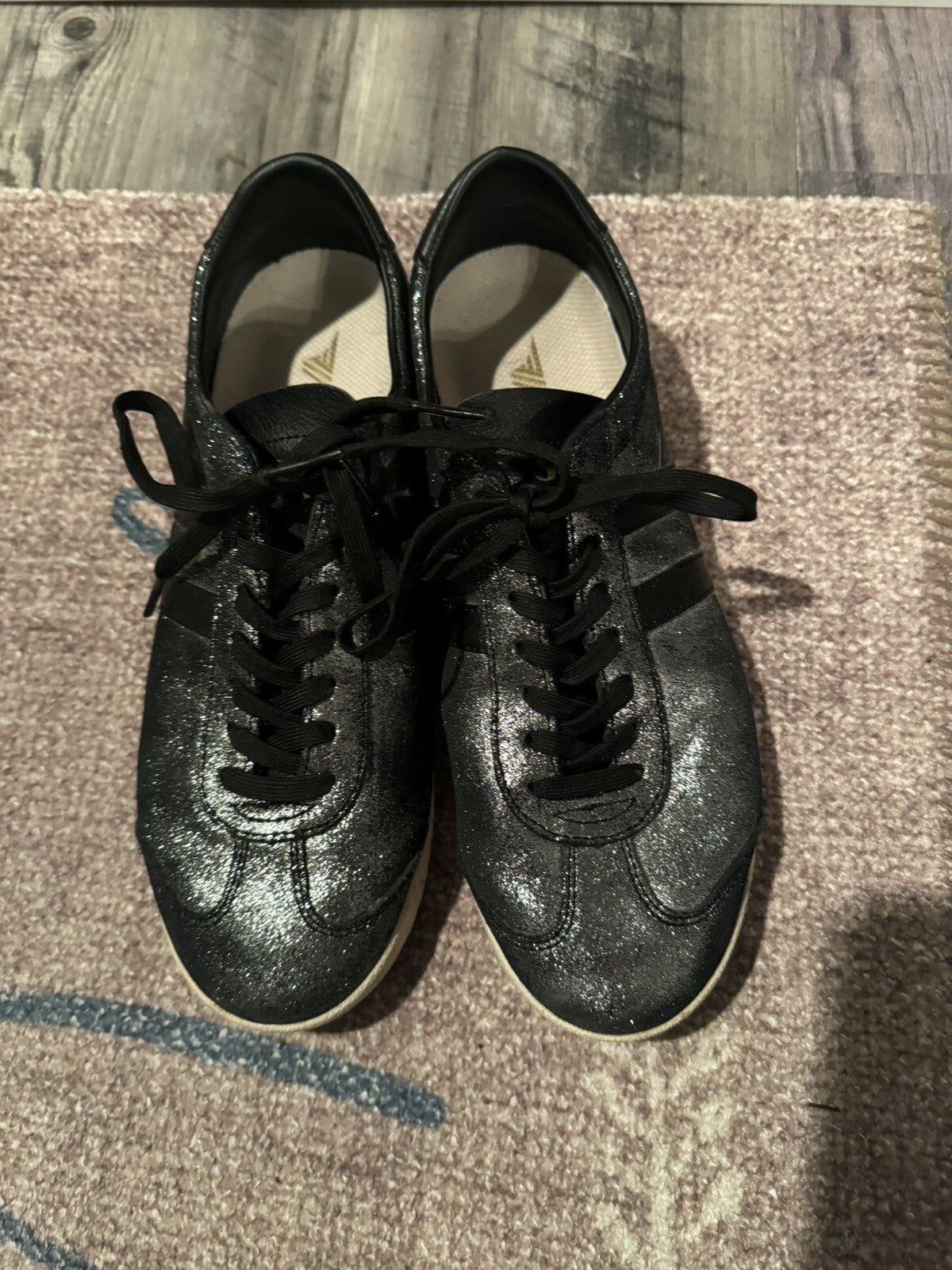 Gola Classic Elan Sneakers Size 9 Black Silver Sparkle