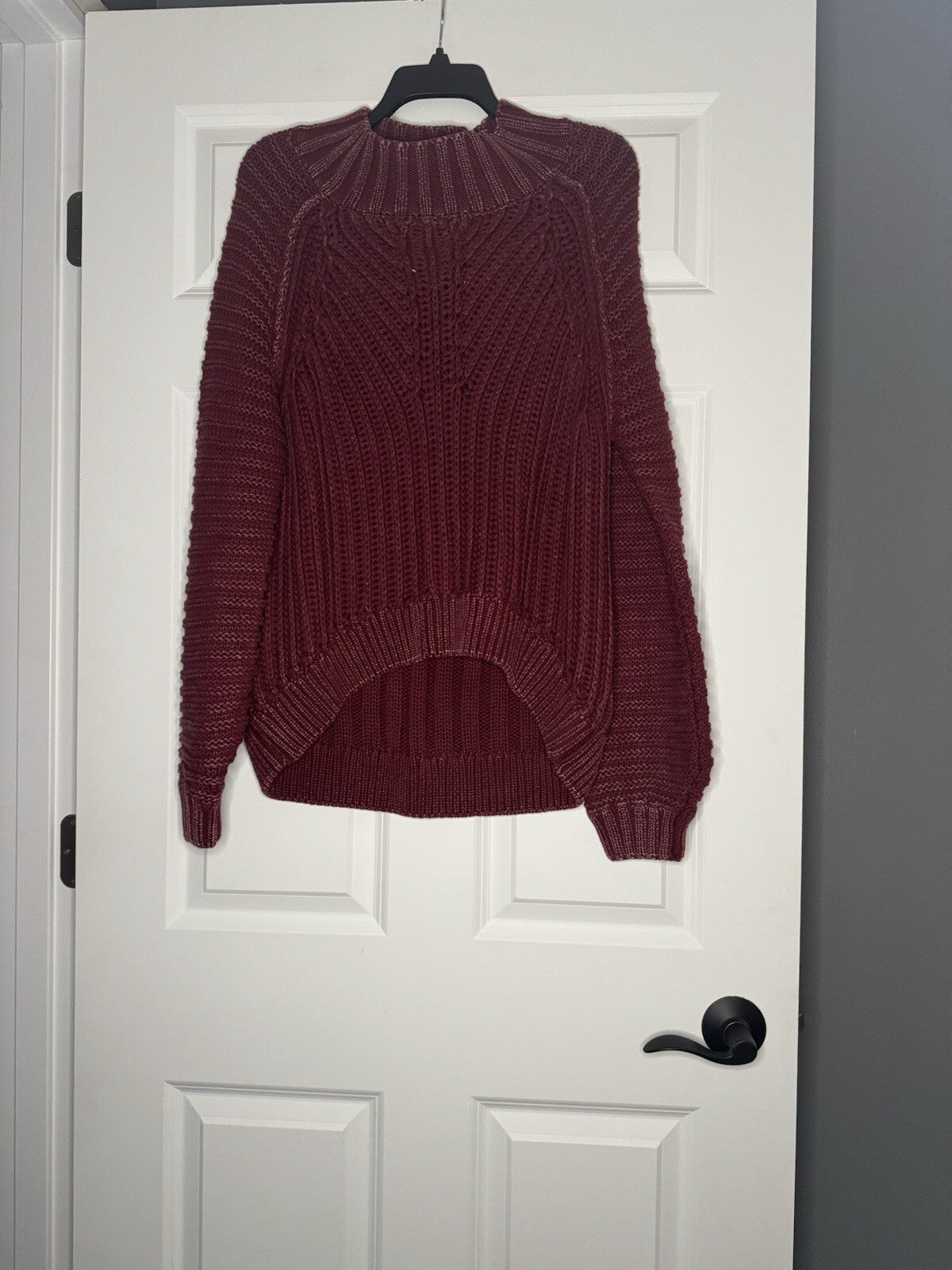 Mystree Knit Sweater Large Maroon Acid Wash Nwt 