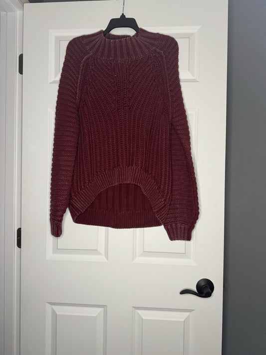 Mystree Knit Sweater Large Maroon Acid Wash Nwt 