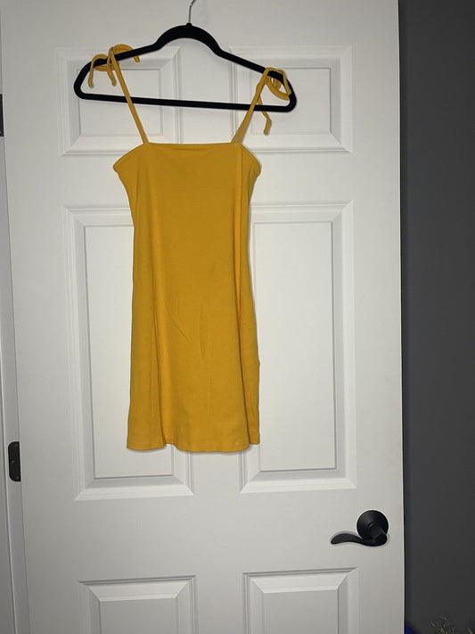 Forever 21 ribbed dress yellow small sleeveless 
