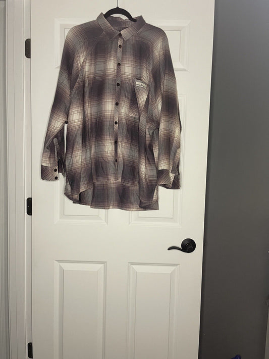 BDG Urban Outfitters Large Button Up Purple White Gray 