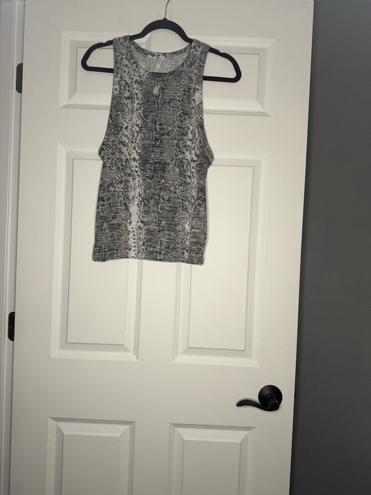 Z Supply Sleeveless Blouse Charcoal White Print Small