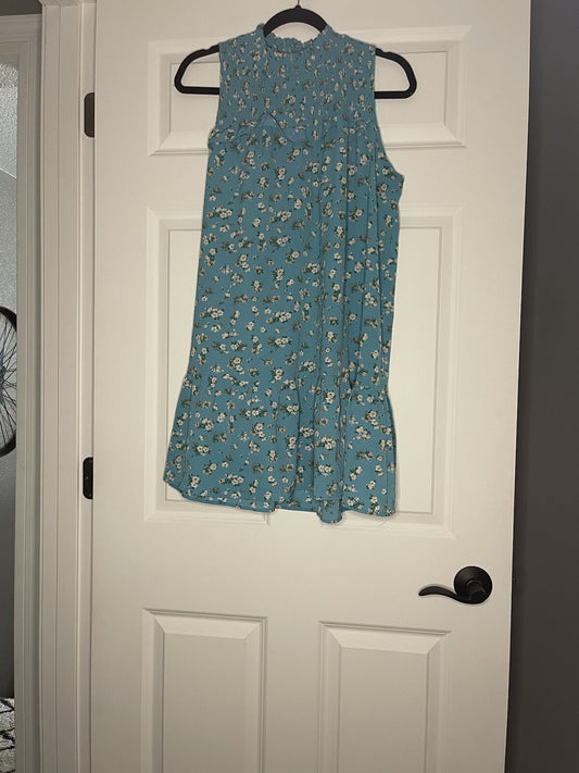Purple Show Sleeveless Dress Large Blue W Green White Pink Floral 
