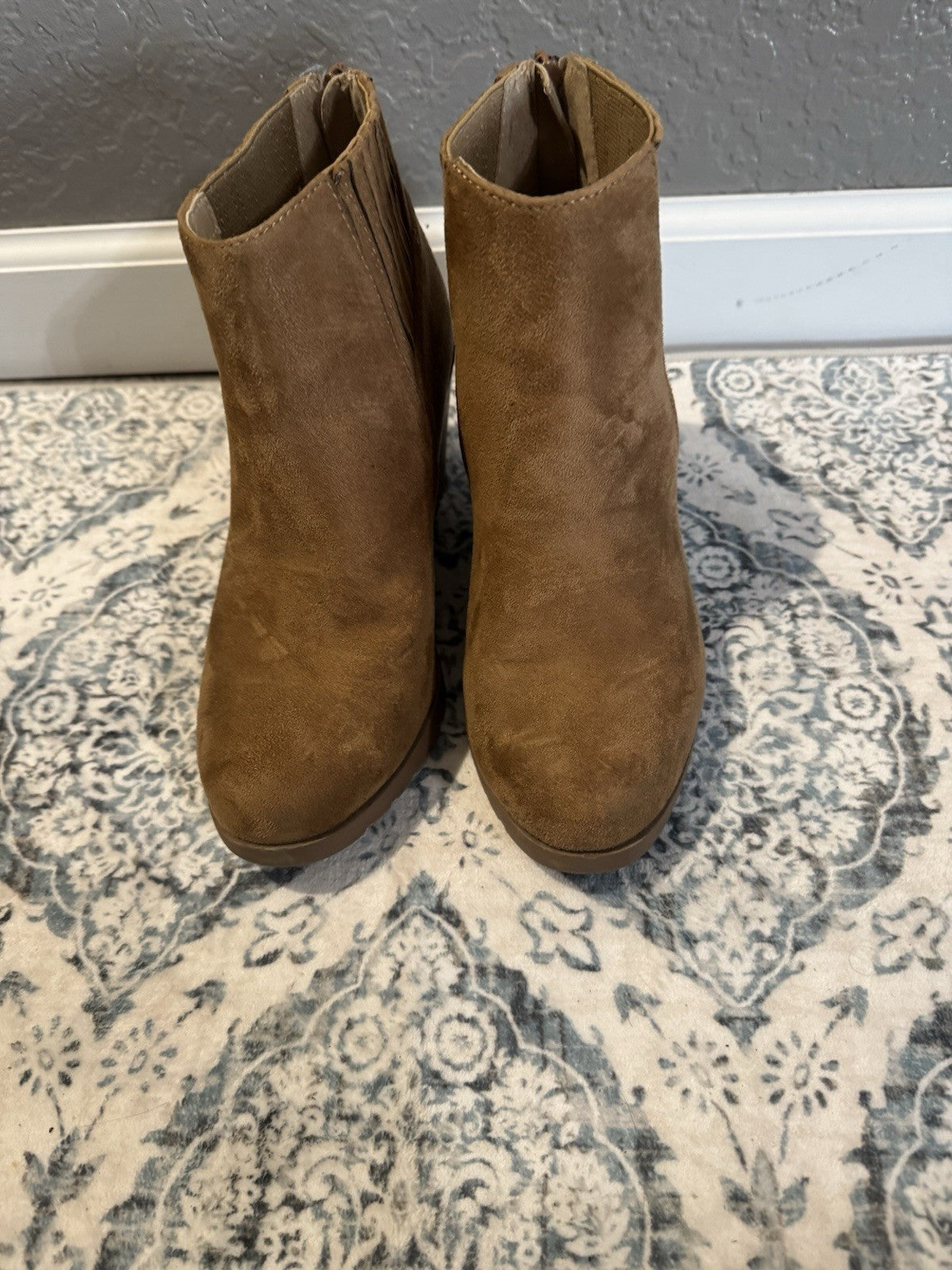 Soda Brown Wedge Booties Size 8