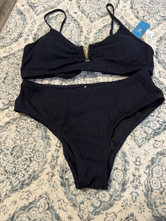 Cupshe 2 Pc Bikini Large Navy Lined Gold Center Nwt 