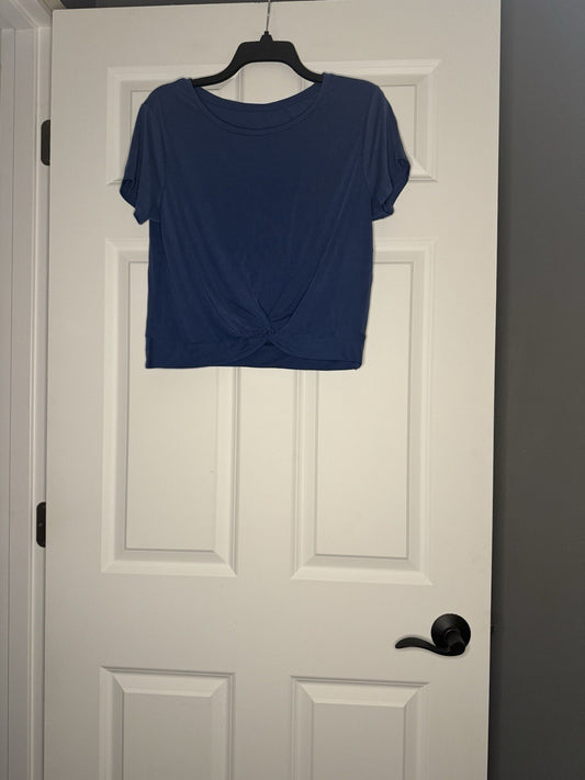 Zyia Active Short Sleeve Twist Front Top Large Blue 