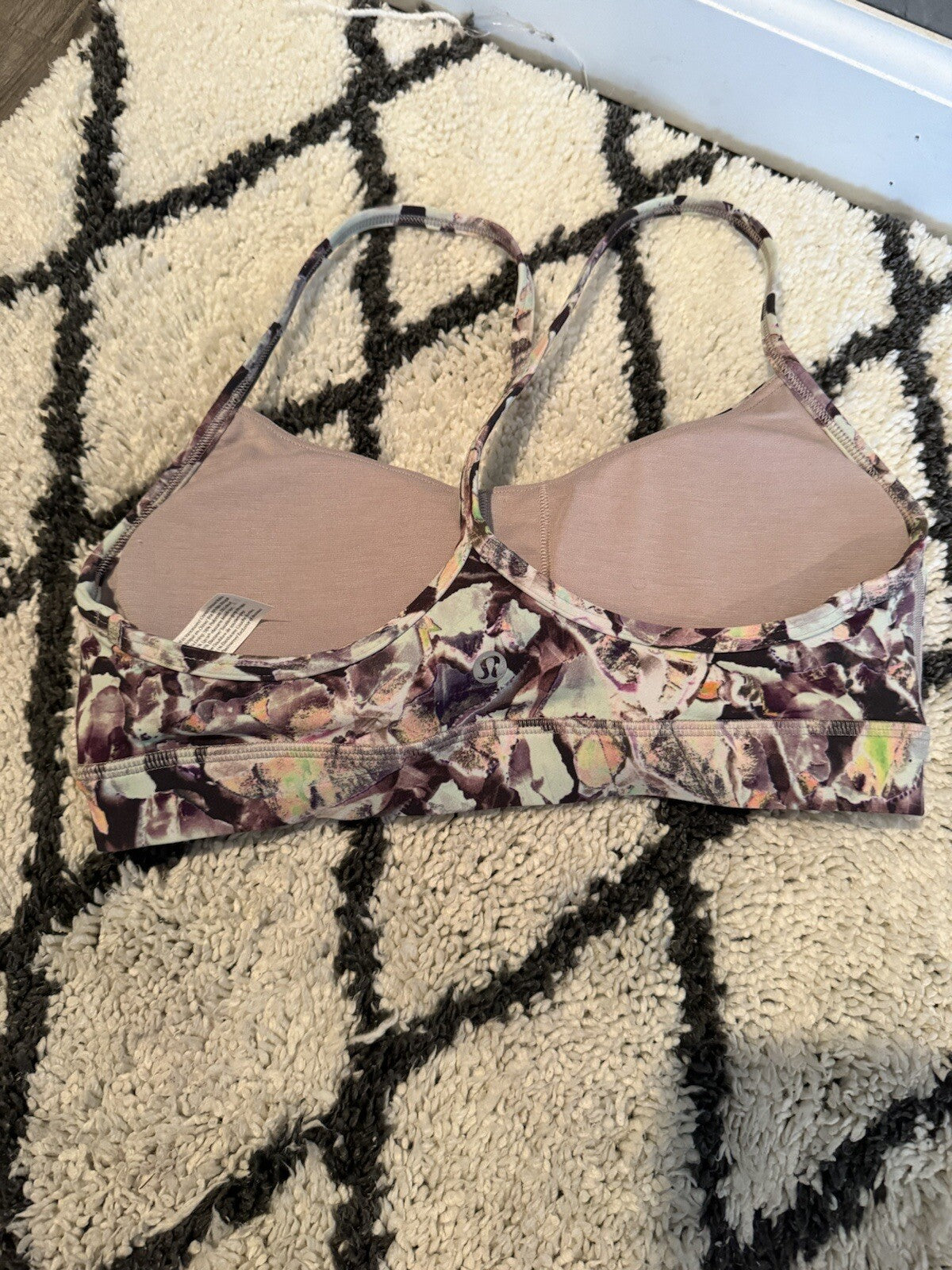 Lululemon Sports Bra Size 6 Green Peach Purple Multi Print 