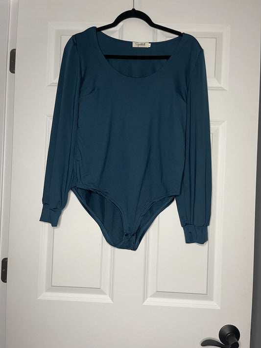 Spadehill Long Sleeve Bodysuit Large Green New Without Tags 
