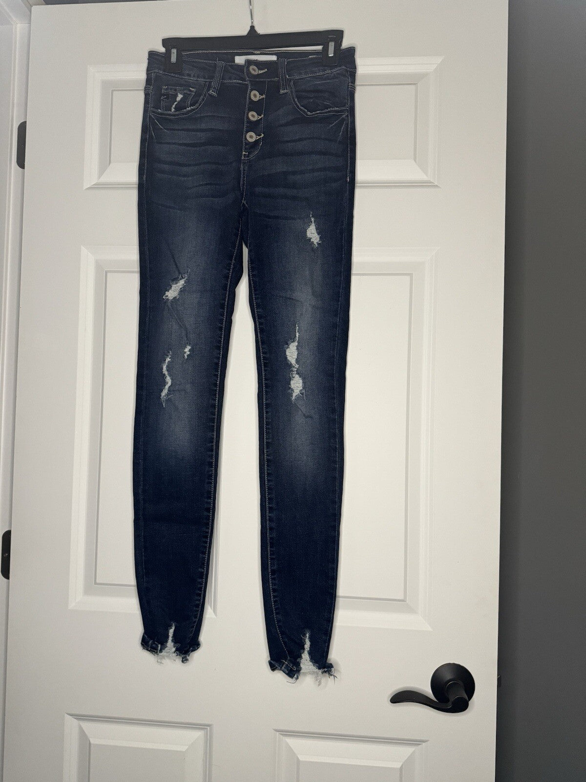 Kancan Skinny Jeans Distressed Size 3/25 Style Kc6192d Dark Wash 