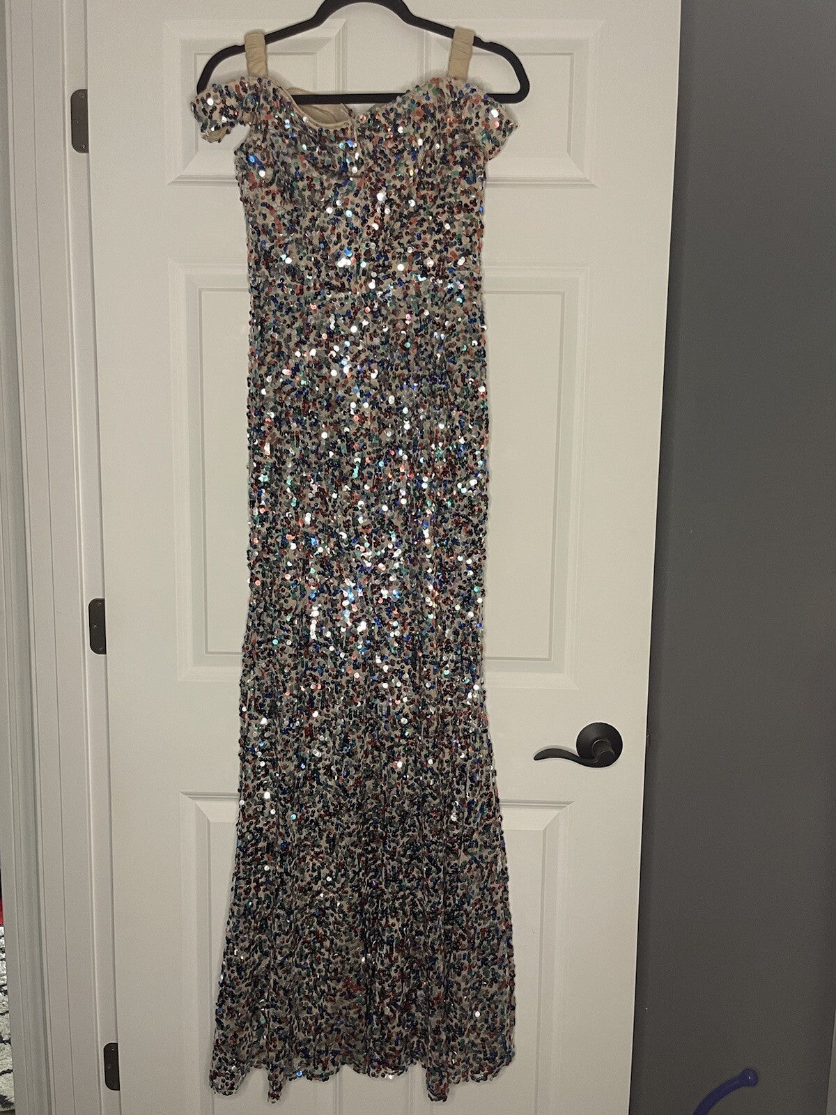Maniju Sleeveless Dress Tan W Multi Sequins Medium Nwt